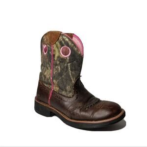 Ariat boot fat baby Women's size 6.5 pink camo brown leather